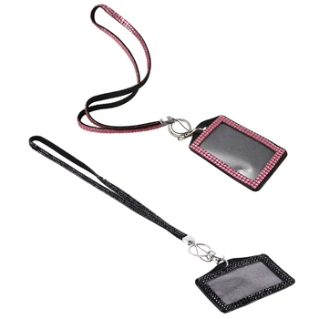 2x Rhinestone Crystal Work Card ID Case Holder Lanyard Sling (Black&Pink) 
2x Rhinestone Crystal Work Card ID Case Holder Lanyard Sling (Black&Pink)