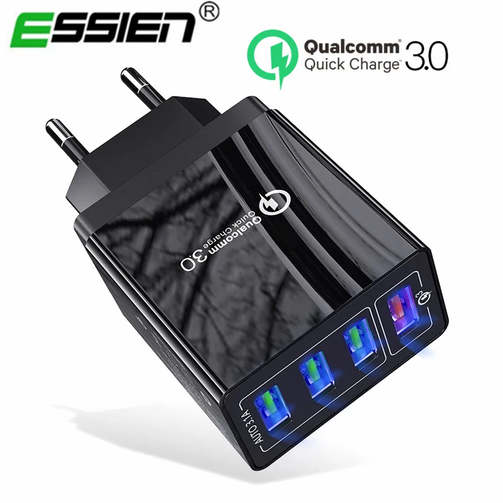 ESSIEN USB Charger Quick Charge 3.0 Fast Charger QC3.0 QC Multi Plug Adapter Wall Mobile Phone Charger For iPhone Samsung Xiaomi
ESSIEN USB Charger Quick Charge 3.0 Fast Charger QC3.0 QC Multi Plug Adapter Wall Mobile Phone Charger For iPhone Samsung Xiaomi