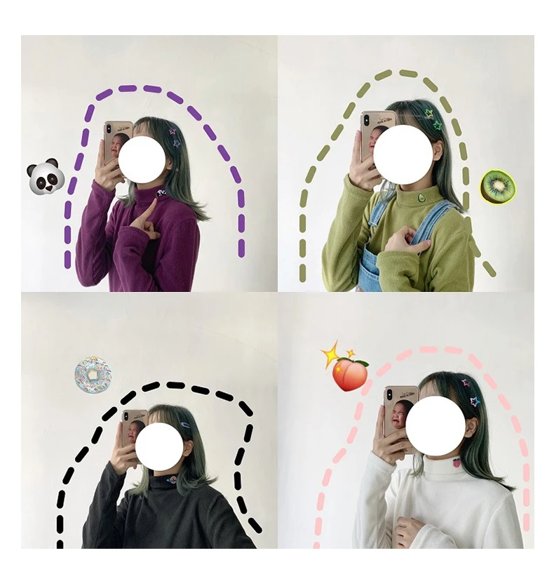 Korean Streetwear T Shirt Fruit Embroidery Harajuku Kawaii Tops JKP4274