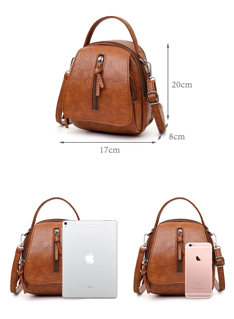 Vintage Soft Leather Shoulder Bags for Women Large Capacity Female Handbag Double Compartment Crossbody Bags Lady Small Tote Vintage Soft Leather Shoulder Bags for Women Large Capacity Female Handbag Double Compartment Crossbody Bags Lady Small Tote