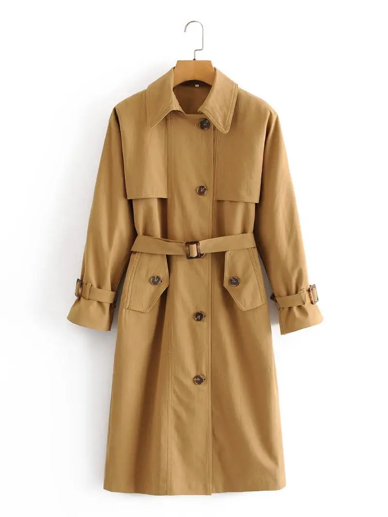 

Women England style long trench coat with belt 2020 autumn elegant female outwear windbreak QN18