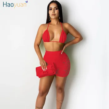 HAOYUAN Sexy Beach Two Piece Set Women Summer Clother Halter Crop Top Lace Mesh Sheer Shorts Club Outfits 2 Piece Matching Sets
HAOYUAN Sexy Beach Two Piece Set Women Summer Clother Halter Crop Top Lace Mesh Sheer Shorts Club Outfits 2 Piece Matching Sets