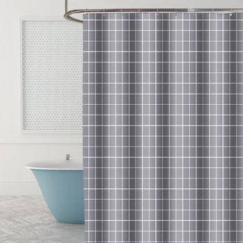 Waterproof Thicken Grey Grid Bathroom Shower Curtain Polyester Mildew Proof Bath Tub Curtain with 12 pcs Hooks
Waterproof Thicken Grey Grid Bathroom Shower Curtain Polyester Mildew Proof Bath Tub Curtain with 12 pcs Hooks