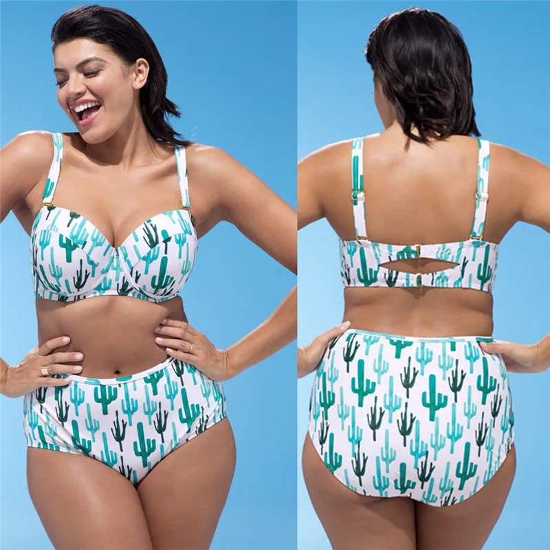 Plus Women High Waist Bikini Set Bandage Push-Up Padded Swimwear Cactus Pattern Swimsuits Of Large Sizes Bathing Suit L-4XL SA-8
Plus Women High Waist Bikini Set Bandage Push-Up Padded Swimwear Cactus Pattern Swimsuits Of Large Sizes Bathing Suit L-4XL SA-8
