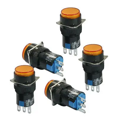 5Pcs AC250V/3A DC30V/5A 16mm Thread Dia SPDT Momentary Push Button Switch Orange
5Pcs AC250V/3A DC30V/5A 16mm Thread Dia SPDT Momentary Push Button Switch Orange