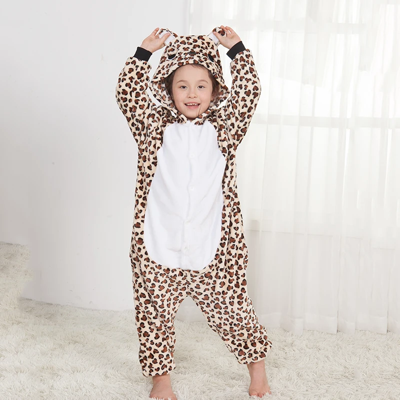 Леопардовый медведь детский Пижамный костюм кигуруми с животными комбинезон