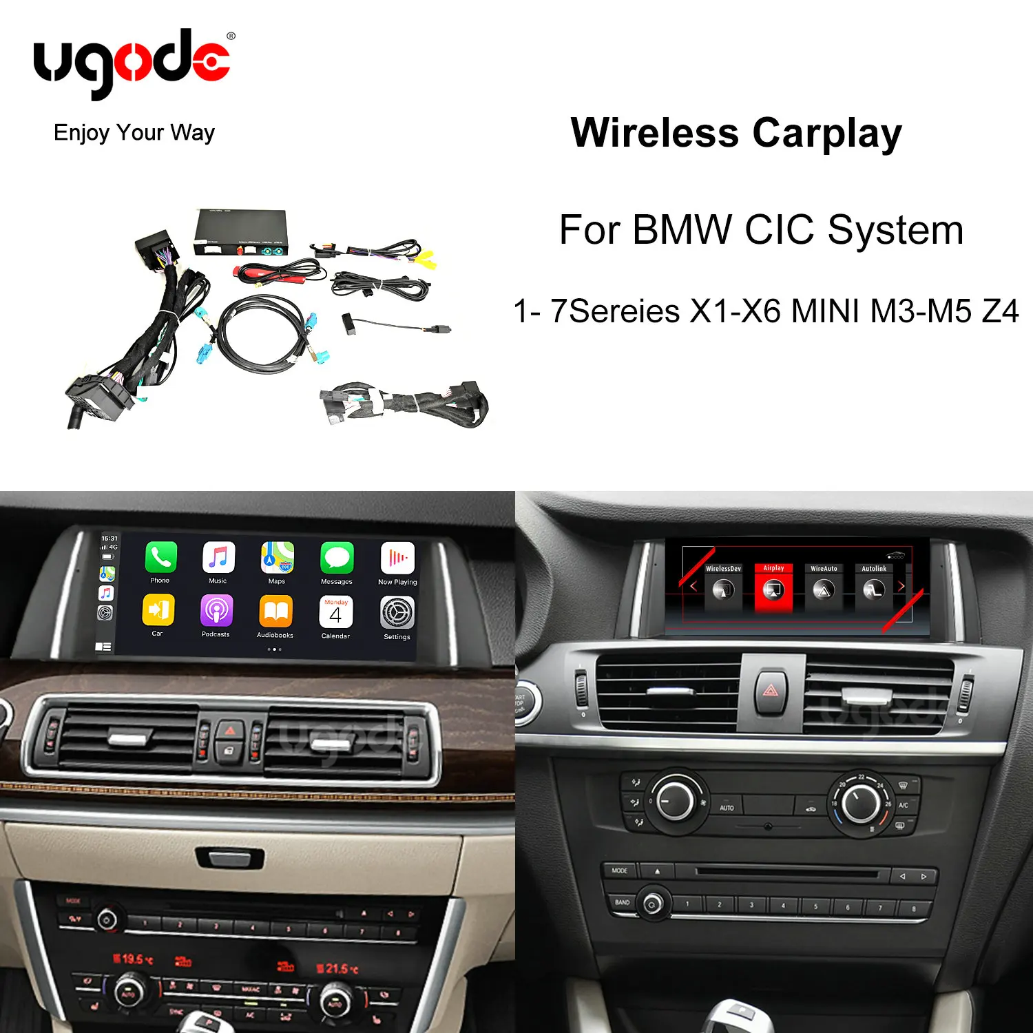 Ugode Wireless Carplay Inerface Box Android Auto for BMW X1 X3 X4 X5 X6 F10 F11 F25 F26 F01 F02 F07 MINI E81 E82 E87 E60 CIC 
Ugode Wireless Carplay Inerface Box Android Auto for BMW X1 X3 X4 X5 X6 F10 F11 F25 F26 F01 F02 F07 MINI E81 E82 E87 E60 CIC