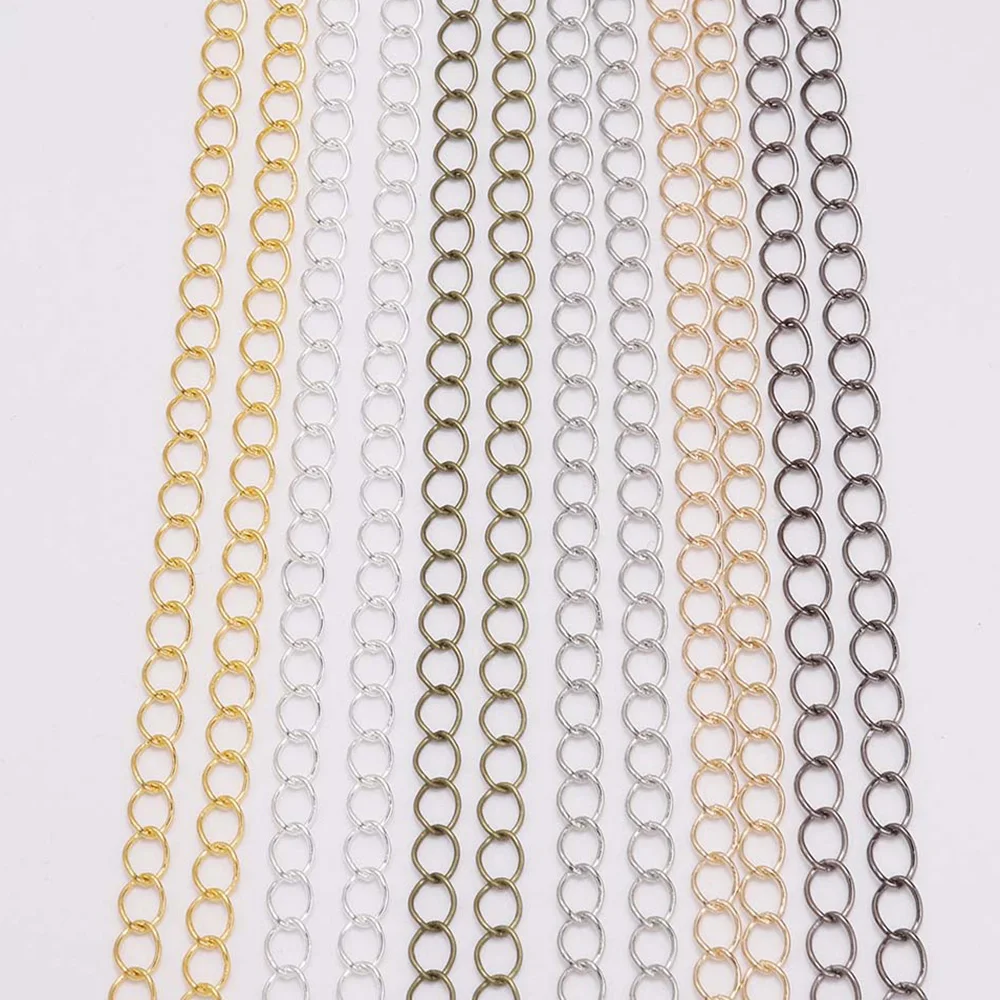 5/10m/lot Necklace Extender Curb Chains Long Open Link Ring Extended&Extension Tails Chain For DIY Jewelry Making Accessories
5/10m/lot Necklace Extender Curb Chains Long Open Link Ring Extended&Extension Tails Chain For DIY Jewelry Making Accessories