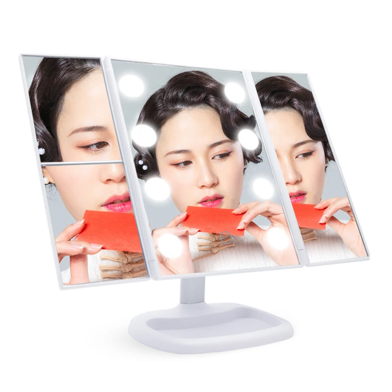Makeup Mirror with 8 LED light Desktop 1X/2X/3X/10X Magnifying Makeup Mirrors 3 Folding Adjustable led Mirror magnify screen
Makeup Mirror with 8 LED light Desktop 1X/2X/3X/10X Magnifying Makeup Mirrors 3 Folding Adjustable led Mirror magnify screen