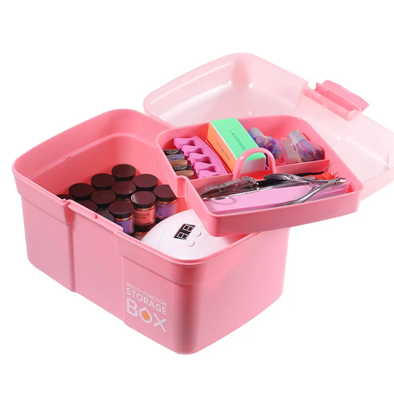 Plastic Hand-Held Desktop Nail Art Storage Box Large Capacity Double Layer Division Toolbox Jewelry Nail Polish Pen Container
Plastic Hand-Held Desktop Nail Art Storage Box Large Capacity Double Layer Division Toolbox Jewelry Nail Polish Pen Container