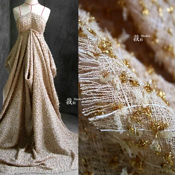 Burlap gold 3D heavy texture weaving retro autumn and winter woolen coat designer original fabrics for patchwork
Burlap gold 3D heavy texture weaving retro autumn and winter woolen coat designer original fabrics for patchwork