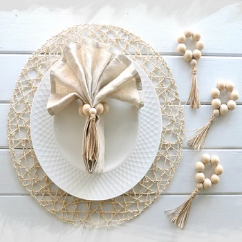 New 4Pcs Handmade Natural Wooden Bead Napkin Rings Holder For Weddings Party Home Hotel Decor Table Dinner Decoration Hot Sale
New 4Pcs Handmade Natural Wooden Bead Napkin Rings Holder For Weddings Party Home Hotel Decor Table Dinner Decoration Hot Sale