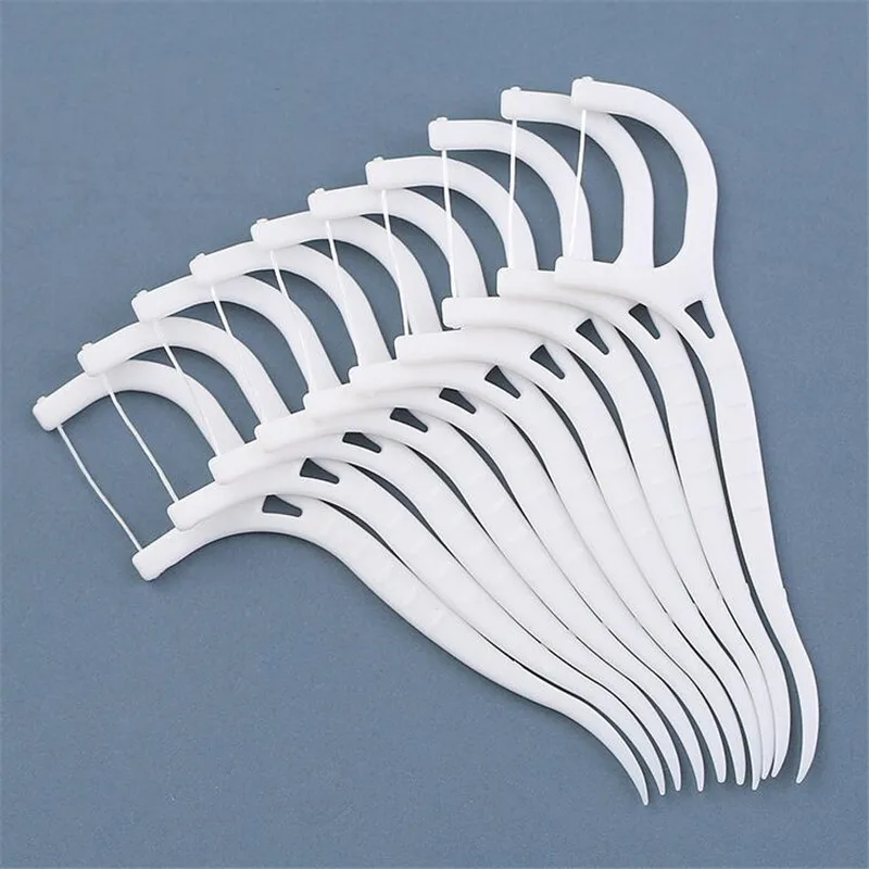 

100 Pcs/Lot Disposable Dental Flosser Interdental Brush Teeth Stick Toothpicks Floss Pick Oral Gum Teeth Cleaning Care