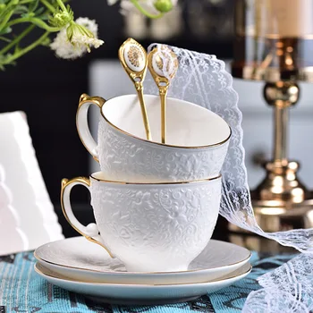 Ceramic Coffee Cup And Saucer Set Luxury Flower Tea Cup With Gold Embossed Light Luxury Exquisite Afternoon Tea Cup With Spoon
Ceramic Coffee Cup And Saucer Set Luxury Flower Tea Cup With Gold Embossed Light Luxury Exquisite Afternoon Tea Cup With Spoon