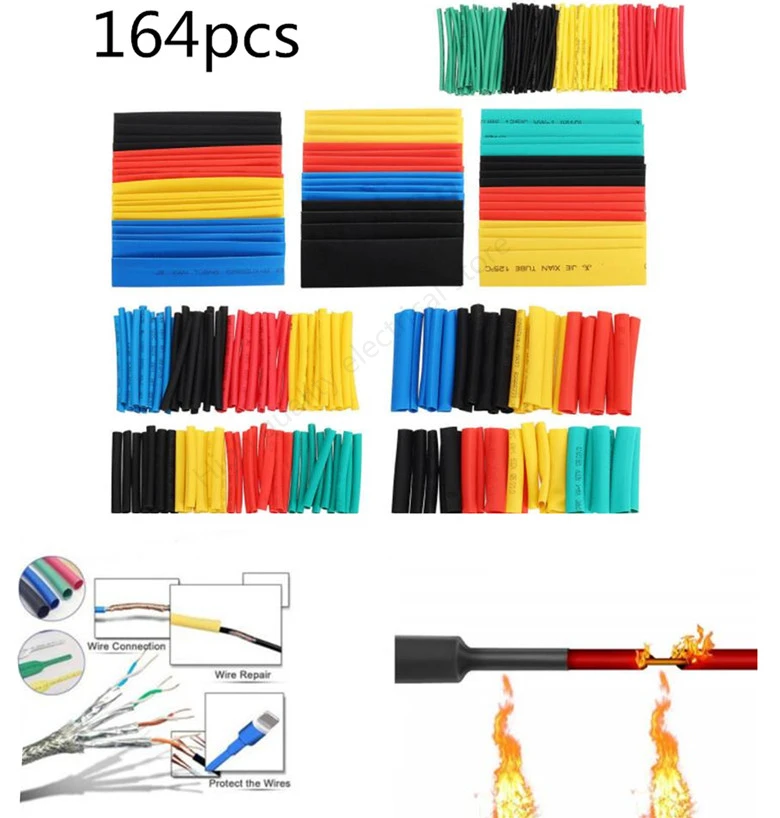 164pcs Set Polyolefin Shrinking Assorted Heat Shrink Tube Wire Cable Insulated Sleeving Tubing Set
164pcs Set Polyolefin Shrinking Assorted Heat Shrink Tube Wire Cable Insulated Sleeving Tubing Set