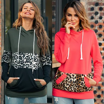 Amazon Europe and America Hot Selling Solid Color Joint Leopord Pattern Pocket Base Paragraph Casual Hooded Drawstring Long Slee
Amazon Europe and America Hot Selling Solid Color Joint Leopord Pattern Pocket Base Paragraph Casual Hooded Drawstring Long Slee