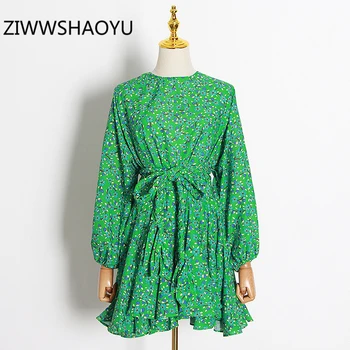 ZIWWSHAOYU Women Spring Ditsy Floral Print Vintage Dress Fashion Designer Ladies Bow Sashes Ruffles Hem Mini Dresses Vestidos 
ZIWWSHAOYU Women Spring Ditsy Floral Print Vintage Dress Fashion Designer Ladies Bow Sashes Ruffles Hem Mini Dresses Vestidos