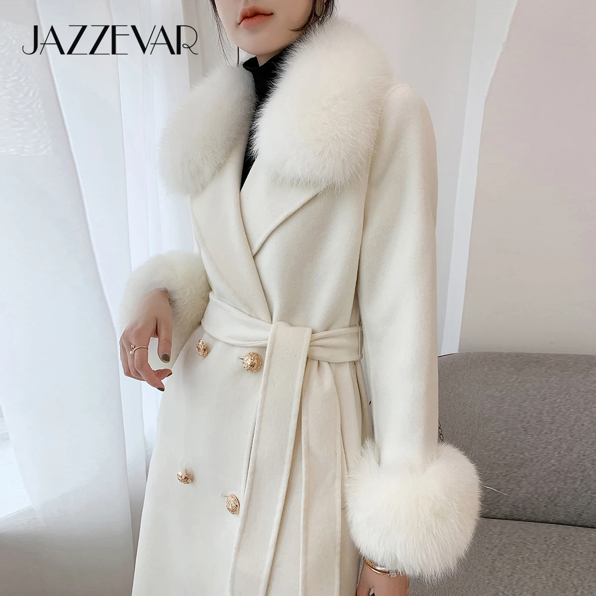 JAZZEVAR 2020 winter Coat Elegant Women Real Natural Fox Fur Jacket socialite Cashmere double faced Wool Outerwear Ladies coats
JAZZEVAR 2020 winter Coat Elegant Women Real Natural Fox Fur Jacket socialite Cashmere double faced Wool Outerwear Ladies coats