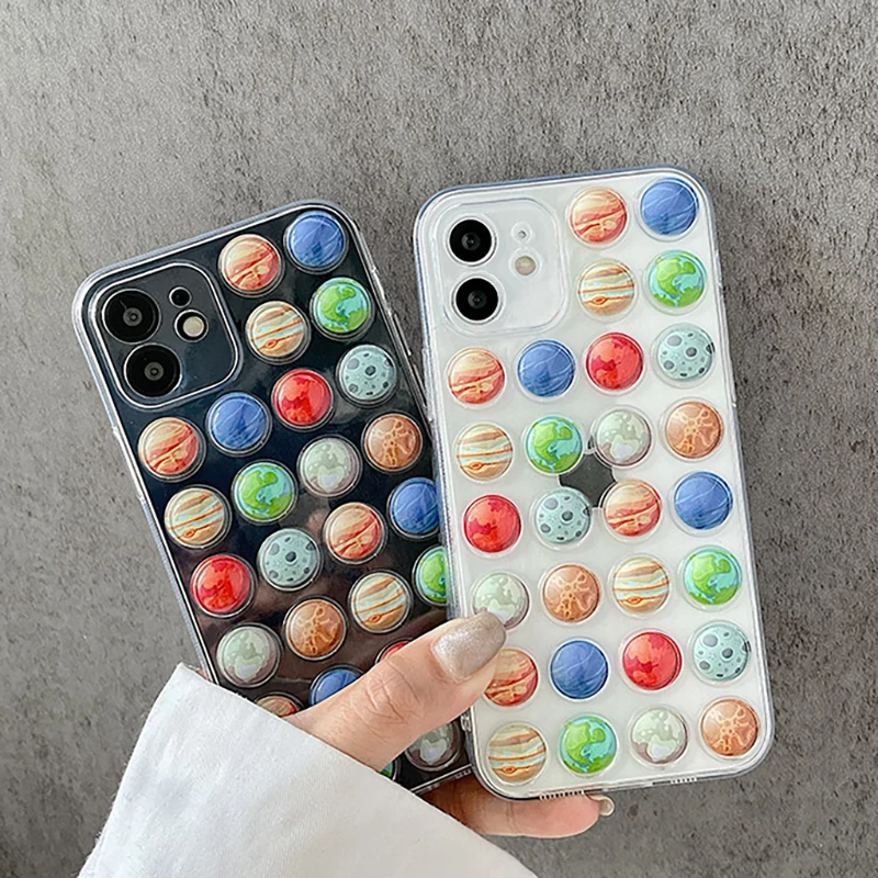 3D мультяшный милый чехол для телефона с космосом и планетой iPhone 13 12 11 Pro Max XR X XS 7 8