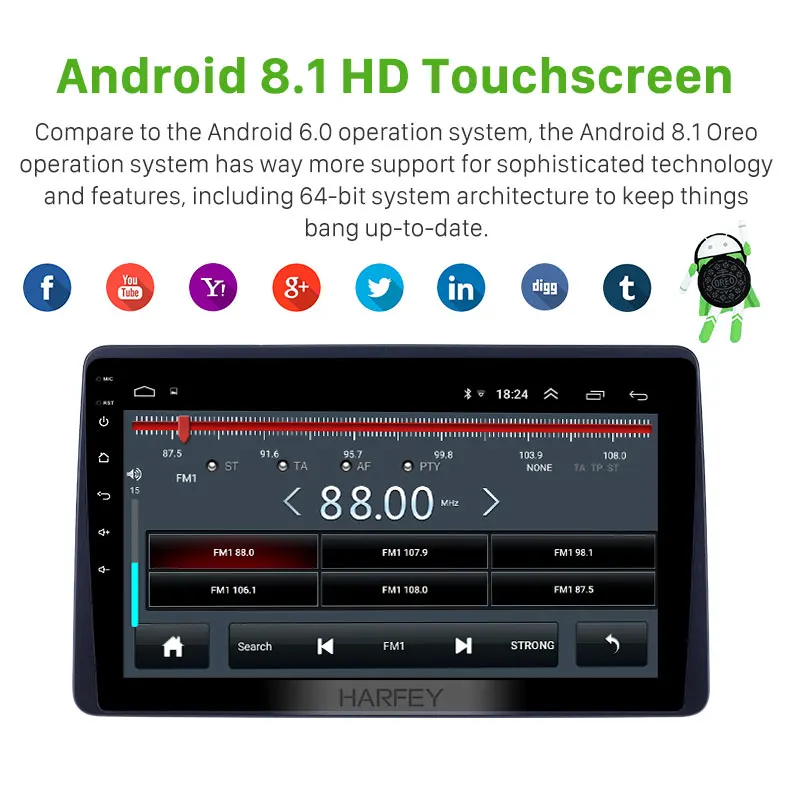 Harfey Car Navi Autoradio 10.1'' GPS Bluetooth Stereo Android 8.1 for Renault Duster 2018 support Carplay Steering Wheel Control
Harfey Car Navi Autoradio 10.1'' GPS Bluetooth Stereo Android 8.1 for Renault Duster 2018 support Carplay Steering Wheel Control