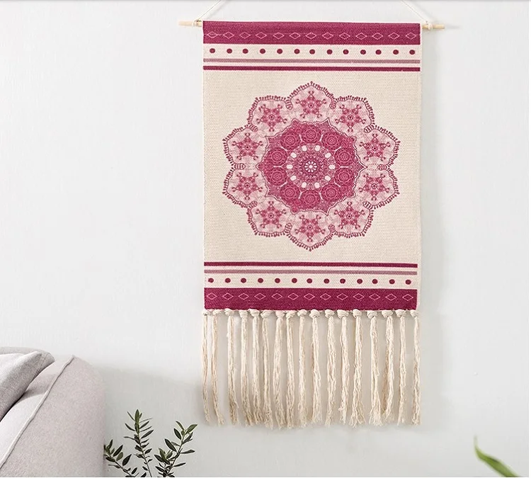 

Tassel Tapestry Bohemian Macrame Cotton Cord Wall Hanging Handmade Knitting Boho Tapestries Muslim Living Room Wall Decoration