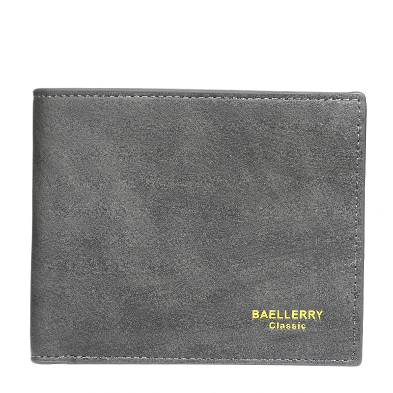 

baellerry men's short wallet multi-card position two fold leather coin purse horizontal fashion wallet bag card bag