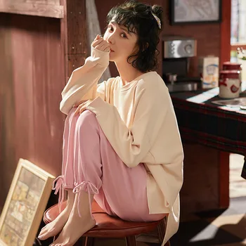 Spring and Autumn Women Pyjamas Cotton Long Sleeve Pajamas Set T shirt Tracksuit Tops Female Pyjamas Casual Night Suit Sleepwear
Spring and Autumn Women Pyjamas Cotton Long Sleeve Pajamas Set T shirt Tracksuit Tops Female Pyjamas Casual Night Suit Sleepwear