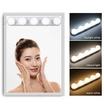 LED Mirror Light with 5 Bulbs USB Charging Dimmable 3 Color Modes Vanity Makeup Cosmetic Lights for Bathroom Dressing Room Table
LED Mirror Light with 5 Bulbs USB Charging Dimmable 3 Color Modes Vanity Makeup Cosmetic Lights for Bathroom Dressing Room Table