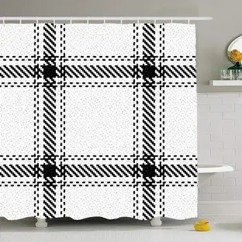 Shower Curtain Set with Hooks 66x72 Lumberjack Black White Textile Pattern Ornament Realistic Classic Cloth Abstract Textures
Shower Curtain Set with Hooks 66x72 Lumberjack Black White Textile Pattern Ornament Realistic Classic Cloth Abstract Textures