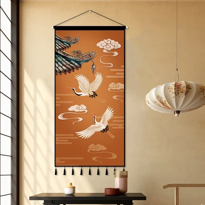 

Chinese Style Crane Hanging Cloth, Background Wall Decoration, Tapestry, Living Room, Porch, Decorative Painting