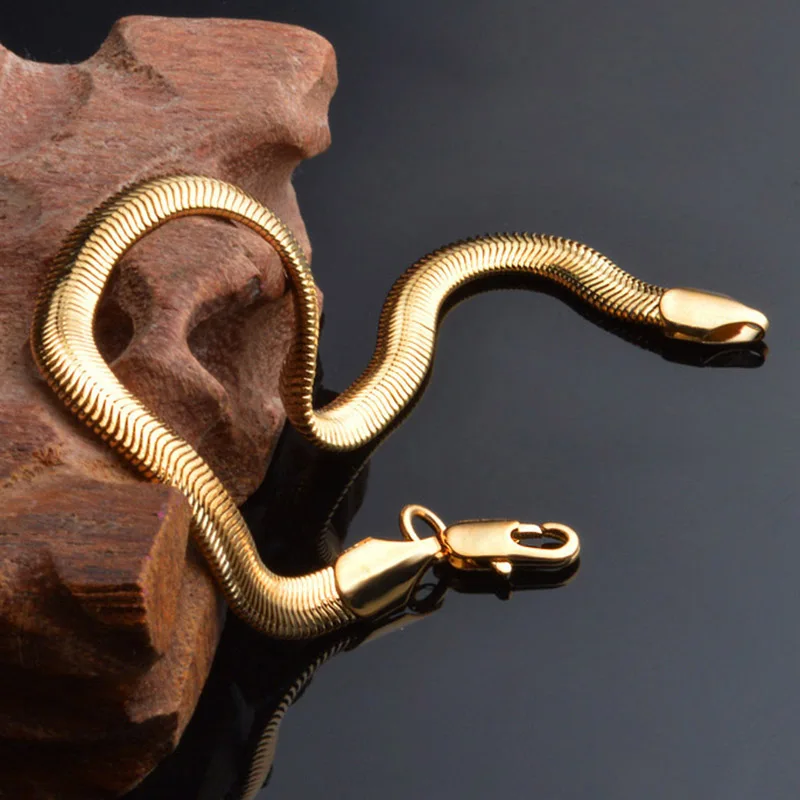 Wholesale-Jewelry-Silver-Gold-Bracelet-New-Flat-Soft-Snake-Bone-Bracelets-Bangle-Fashion-Jewelry-Pulsera-Hombre (1)