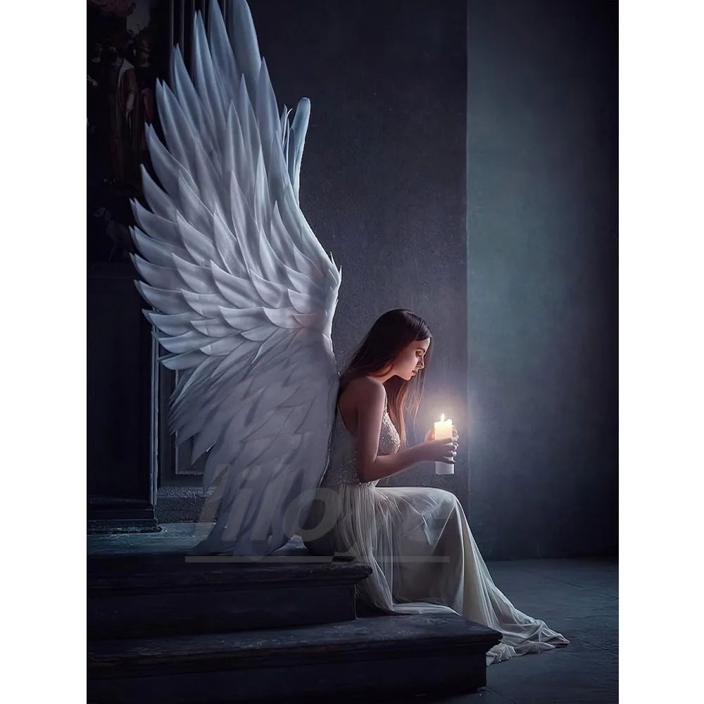 Полноразмерная/круглая Алмазная 5D картина сделай сам с ангельскими крыльями для