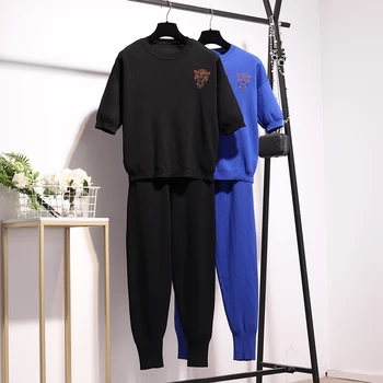 Euramerican Hot Fashion women's summer sweat suit High quality diamonds knitting Tee + casual pants two piece set B741
Euramerican Hot Fashion women's summer sweat suit High quality diamonds knitting Tee + casual pants two piece set B741