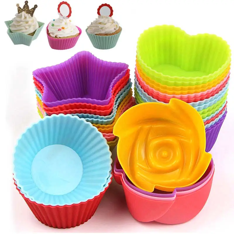 6 Pcs Cakes Model Flower Star Round Heart Shape Baking Cup Mold Silicone Cake Jelly Handmade Soap DIY Tools Decorating Tools-30 |