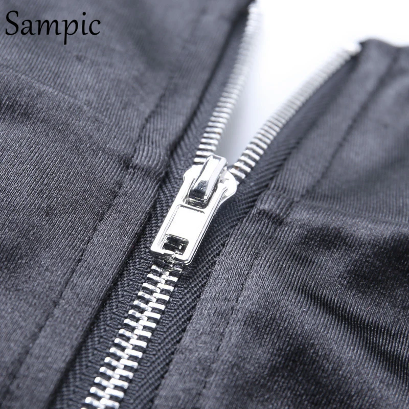 Sampic Women Sexy Casual Stain Turtleneck Long Puff Sleeve Bodysuit Tops Black Ribbed Female Fashion Party Short Romper Bodysuit