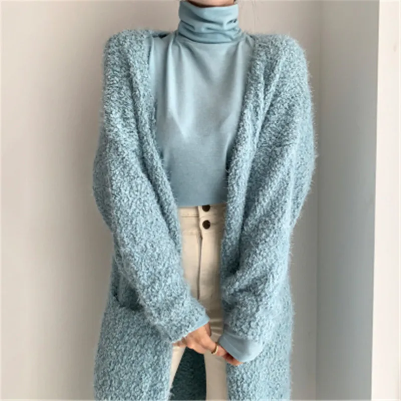 Women Mid-length Knit Cardigans Fall Winter Loose Long Sleeve Sweaters Jackets Female Warm Solid Color Furry Shawl Sweater Coat
Women Mid-length Knit Cardigans Fall Winter Loose Long Sleeve Sweaters Jackets Female Warm Solid Color Furry Shawl Sweater Coat