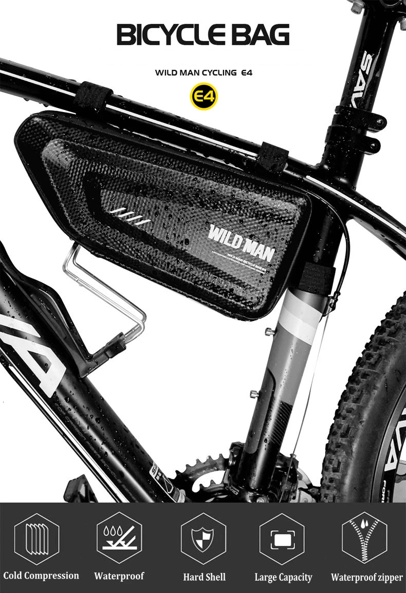 Waterproof Bike Triangle Bag Hard Shell MTB Road Bicycle Tube Frame Pack Carrier