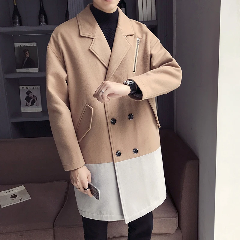 British Style Autumn Coat Slim Fit Men Loose Coat Hoop Decoration Long Wool Windbreaker Basics Spelling Color Woollen Overcoat
British Style Autumn Coat Slim Fit Men Loose Coat Hoop Decoration Long Wool Windbreaker Basics Spelling Color Woollen Overcoat
