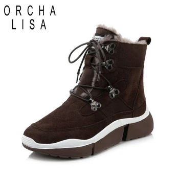ORCHA LISA Women's Ankle Boots Genuine Leather Fur Wool Snow Winter warm Boots Platform Bukle Elastic band Round Toe size 35-39
ORCHA LISA Women's Ankle Boots Genuine Leather Fur Wool Snow Winter warm Boots Platform Bukle Elastic band Round Toe size 35-39