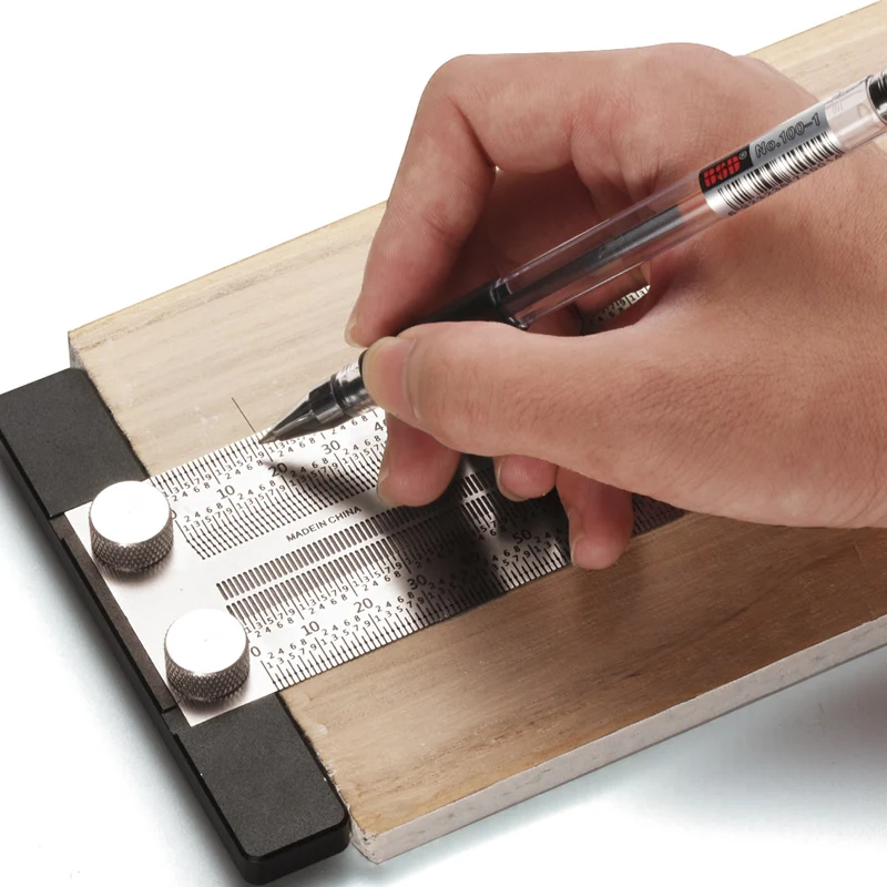 Stainless High-precision Woodworking T-Type Scale Hole Ruler Scribe Drawing Mark Line Measuring Tool Gauge Carpenter DIY Tools
Stainless High-precision Woodworking T-Type Scale Hole Ruler Scribe Drawing Mark Line Measuring Tool Gauge Carpenter DIY Tools