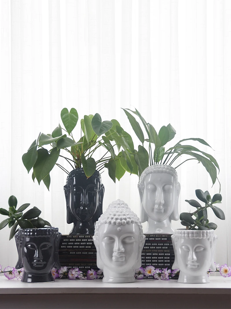 White Black Buddha Ceramic Flowers Vase Modern Dining Table Countertop Succulent Plants Buddha Statue Flower Basin Decoration
White Black Buddha Ceramic Flowers Vase Modern Dining Table Countertop Succulent Plants Buddha Statue Flower Basin Decoration