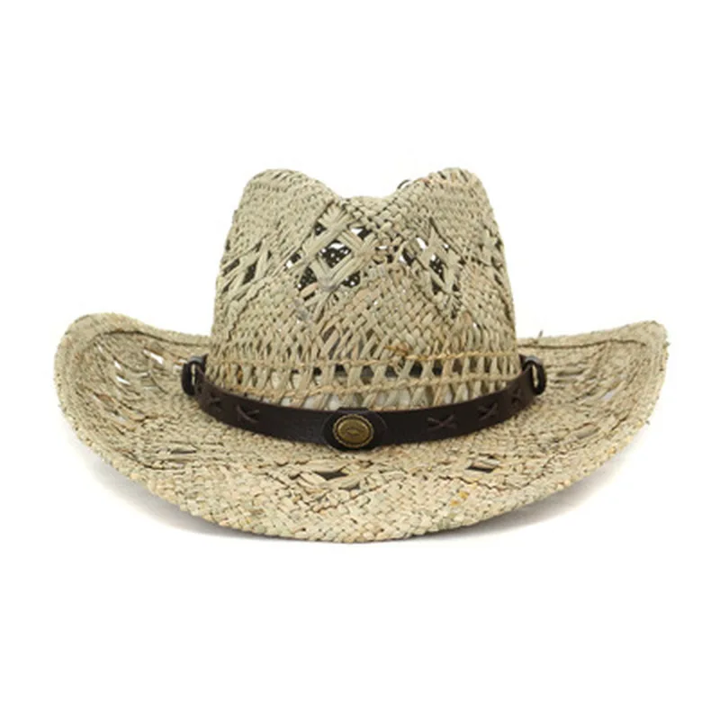 

sun hat wide brim panama jazz caps western cowboy with band belted natual raffia straw hats summer beach casual street women hat