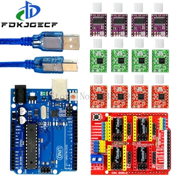 CNC Shield V3 engraving machine 3D Printe+ 4pcs A4988 / DRV8825 driver expansion board for Arduino + UNO R3 with 30cm USB cable
CNC Shield V3 engraving machine 3D Printe+ 4pcs A4988 / DRV8825 driver expansion board for Arduino + UNO R3 with 30cm USB cable