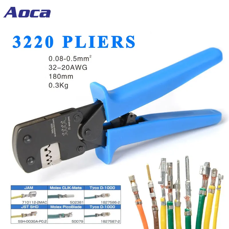 Micro Connector Pin Crimping Tool 0.03-0.52mm² 32-20AWG Ratcheting Crimper for D-Sub,Open Barrel suits Molex,JST,JAE,TYCO-E
Micro Connector Pin Crimping Tool 0.03-0.52mm² 32-20AWG Ratcheting Crimper for D-Sub,Open Barrel suits Molex,JST,JAE,TYCO-E