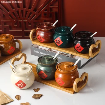 Ceramic Seasoning Box Seasoning Jar Retro Combination Set Household Kitchen Storage Box Oil and Salt Shaker Two or Three Sets
Ceramic Seasoning Box Seasoning Jar Retro Combination Set Household Kitchen Storage Box Oil and Salt Shaker Two or Three Sets
