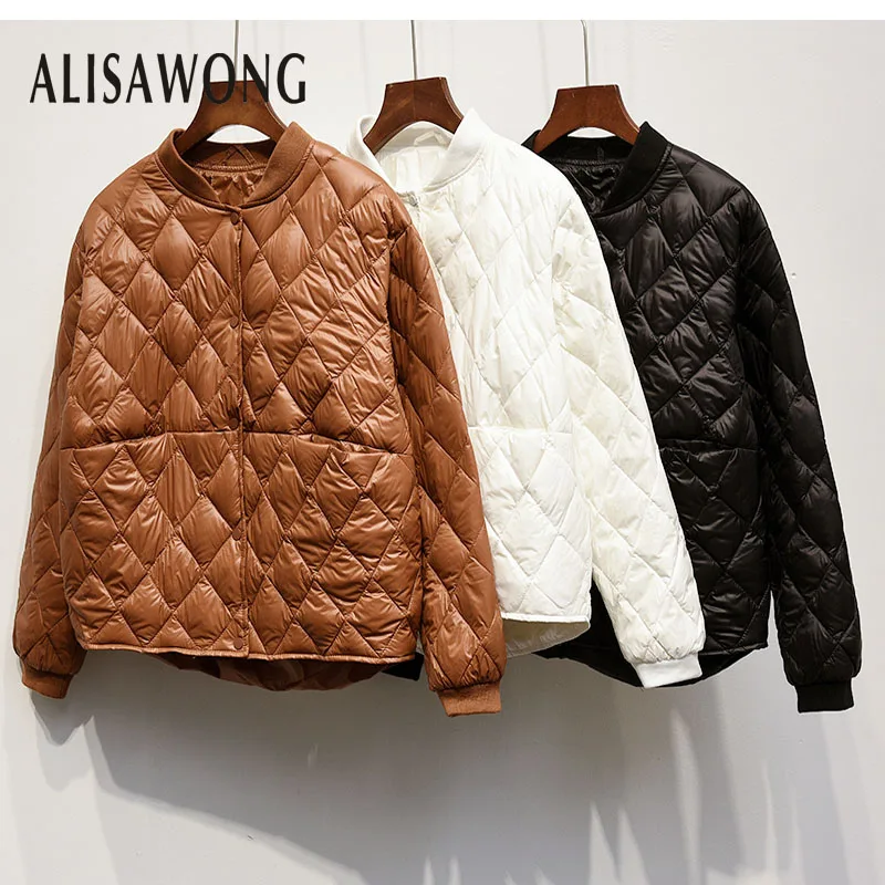 Womens Fashion Trend Argyle Lattice Ultra Light Down Jackets 2019 Winter Females Casual Stand Neck Slim Baseball Clothes Coats
Womens Fashion Trend Argyle Lattice Ultra Light Down Jackets 2019 Winter Females Casual Stand Neck Slim Baseball Clothes Coats