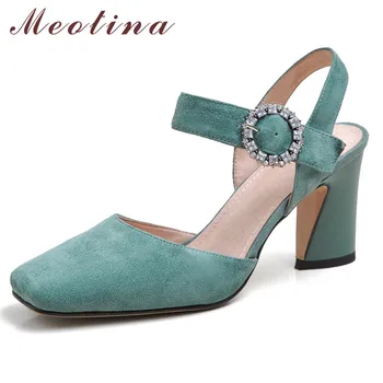 Meotina Crystal Kid Suede Shoes Square Toe Slingbacks Women Pumps Buckle Block High Heels Footwear Ladies Shoes Summer Green New 
Meotina Crystal Kid Suede Shoes Square Toe Slingbacks Women Pumps Buckle Block High Heels Footwear Ladies Shoes Summer Green New