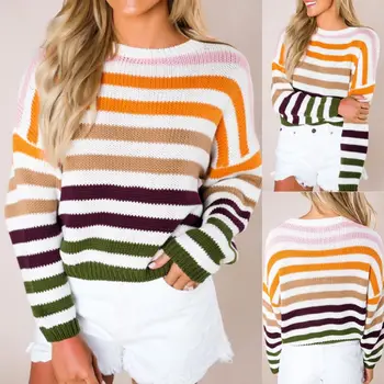 2019 Autumn Chic Women Oversized Rainbow Stripes Sweater Batwing Sleeves Knitted Pullover Jumpers Ulzzang Sweater
2019 Autumn Chic Women Oversized Rainbow Stripes Sweater Batwing Sleeves Knitted Pullover Jumpers Ulzzang Sweater