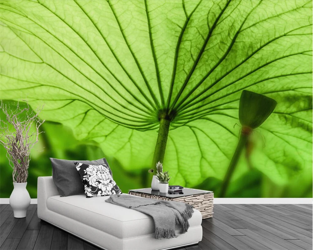 Beibehang-Custom-wallpaper-lotus-leaf-rural-wind-TV-background-wall-modern-minimalist-living-room-bedroom-backdrop