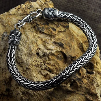 Real 925 Sterling Silver color Bracelets for Men Hemp Rope Vintage Thai Silver Men's Coarse Keel Bracelets Valentine's Day Gifts
Real 925 Sterling Silver color Bracelets for Men Hemp Rope Vintage Thai Silver Men's Coarse Keel Bracelets Valentine's Day Gifts